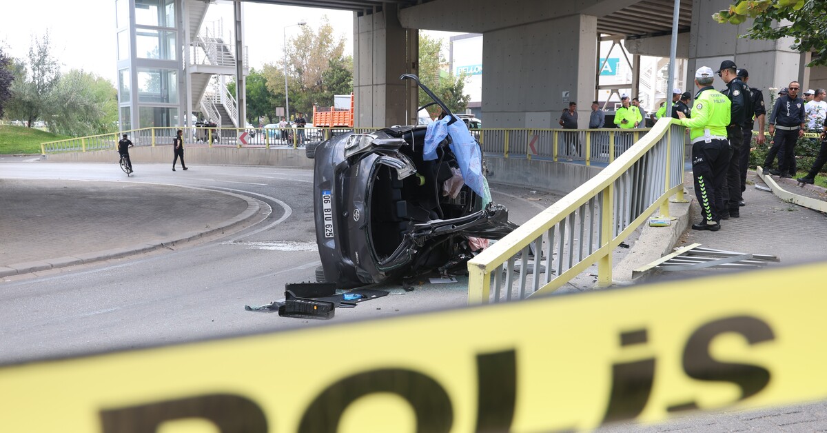 Genç Merve aracıyla 4 metrelik köprüden uçtu